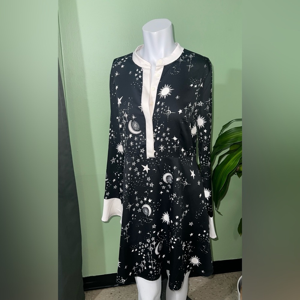 Modcloth Black and light cream Celestial Mini Dress